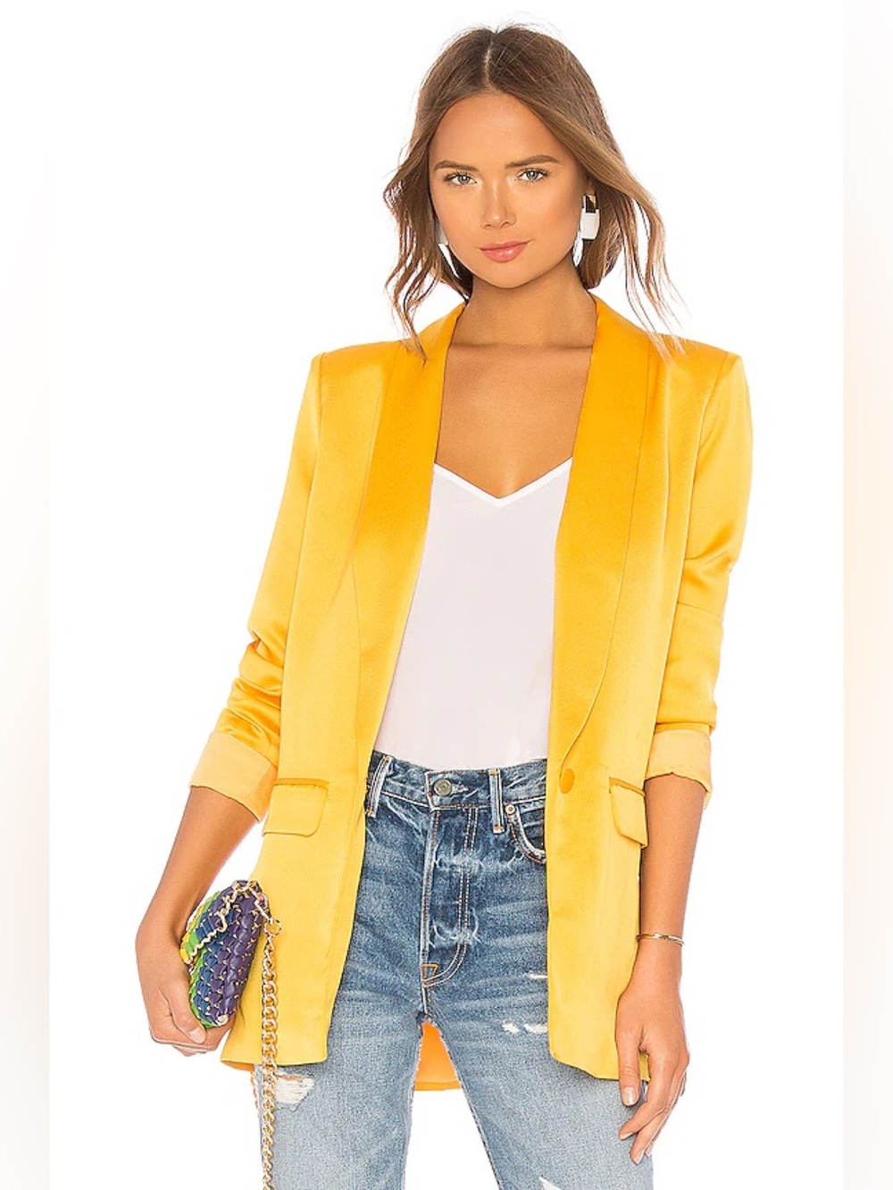 L’Academie The Fleur Blazer Mustard Yellow Size Large